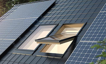 Home with solar panels